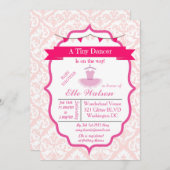 ダマスク織のチュチュのバレリーナのベビーシャワー招待状の水 招待状 (正面/裏面)