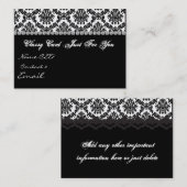 ダマスク織のデザインの黒く及び白い名刺 名刺 (正面/裏面)