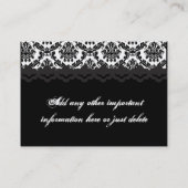 ダマスク織のデザインの黒く及び白い名刺 名刺 (裏面)