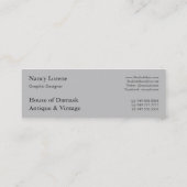 ダマスク織のデザイン、線条細工の円形浮彫り スキニー名刺 (裏面)