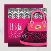 ダマスク織のハンドバッグのペイズリーの財布のブライダルシャワー 招待状 (正面/裏面)