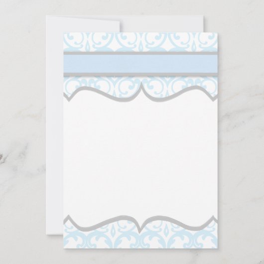 ダマスク織のハートの一流のベビーシャワーの招待状 招待状 (裏面)