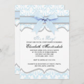 ダマスク織のハートの一流のベビーシャワーの招待状 招待状 (正面/裏面)