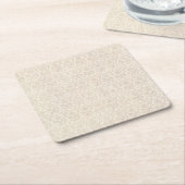 ダマスク織のバニラパターン スクエアペーパーコースター (アングル)