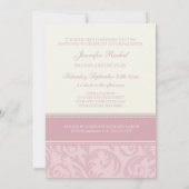 ダマスク織のバルミツワーのピンクのクリーム色の招待状 招待状 (裏面)
