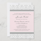 ダマスク織のバルミツワーのピンクの灰色の招待状 招待状 (裏面)