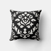 ダマスク織のバロック式のデザインの白黒 クッション (裏面)