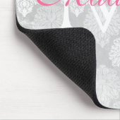 ダマスク織のプリントのガーリーなモノグラムの名前のマウスパッド マウスパッド (コーナー)