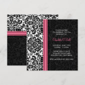 ダマスク織のプリントの誕生会 招待状 (正面/裏面)