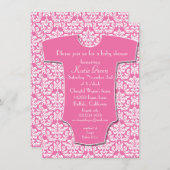 ダマスク織のベビーシャワーの招待状 招待状 (正面/裏面)