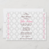 ダマスク織のベビーシャワー: 女の子: 招待状 (裏面)