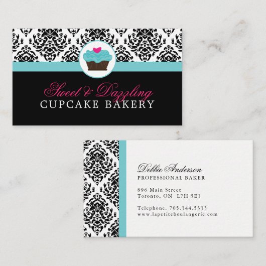ダマスク織のベーカリーの名刺 名刺 (正面/裏面)