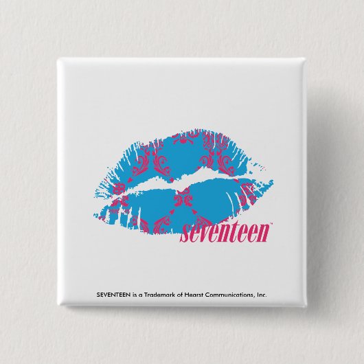 ダマスク織のマゼンタ水 缶バッジ (正面)