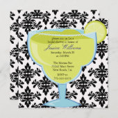 ダマスク織のマルガリータのブライダルシャワー 招待状 (正面/裏面)