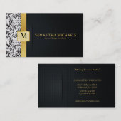 ダマスク織のモノグラムのインテリア・デザインの名刺 名刺 (正面/裏面)