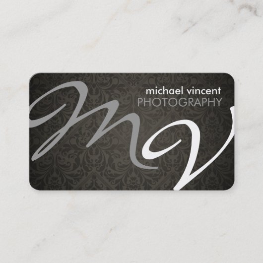 ダマスク織のモノグラムのカメラマンの名刺 名刺 (正面)