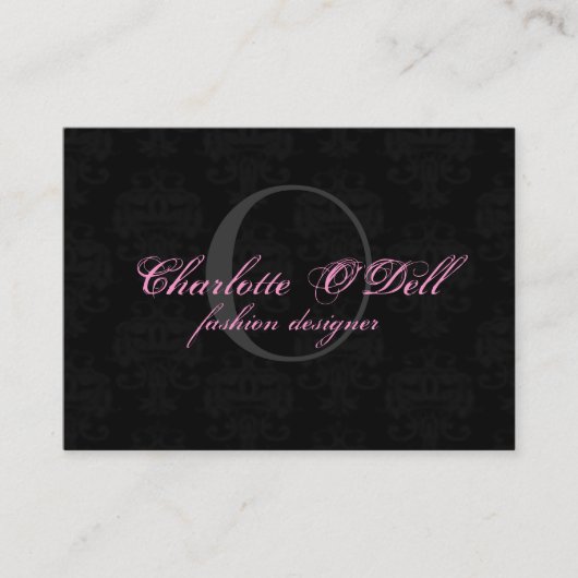 ダマスク織のモノグラム; 黒い灰色 名刺 (正面)