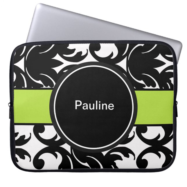 ダマスク織のラップトップスリーブのモノグラム ラップトップスリーブ (正面)