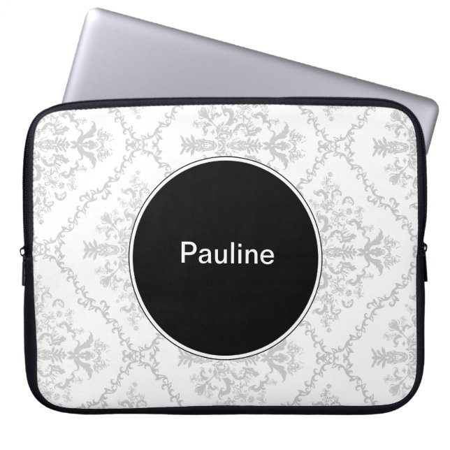 ダマスク織のラップトップスリーブのモノグラム ラップトップスリーブ (正面)