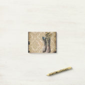 ダマスク織のラベンダーの西欧諸国のカウボーイ・ブーツ ポストイット (デスク上)