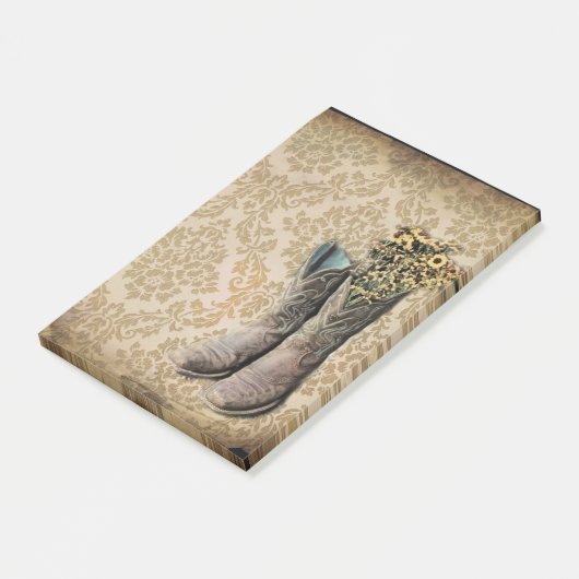 ダマスク織のラベンダーの西欧諸国のカウボーイ・ブーツ ポストイット (アングル)