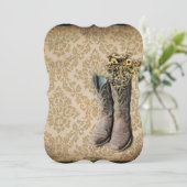 ダマスク織のラベンダーの西欧諸国のカウボーイ・ブーツ 招待状 (スタンド正面)