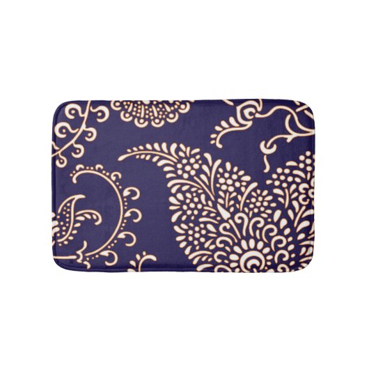 ダマスク織のヴィンテージのペイズリーのガーリーな花のhennaパターン バスマット (正面)