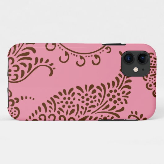 ダマスク織のヴィンテージのペイズリーのガーリーな花のhennaパターン Case-Mate iPhoneケース (裏面(横))
