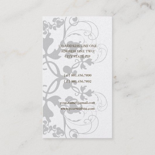 ダマスク織のヴィンテージの花の華麗さのシックで赤いエレガント 名刺 (裏面)