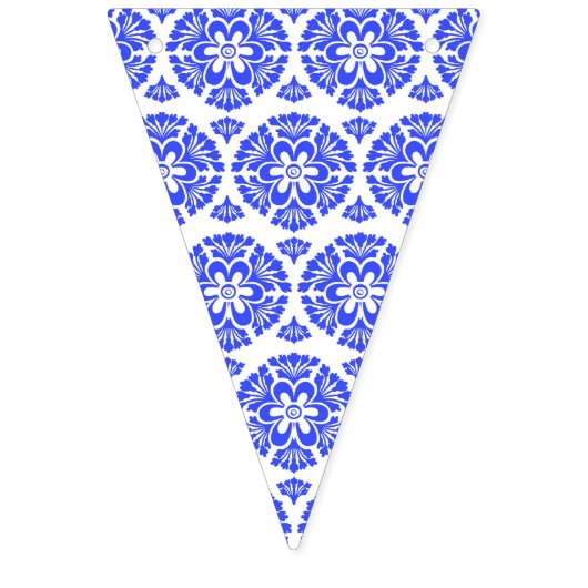 ダマスク織のヴィンテージの青く白い中国趣味のショウガの瓶 バンティングフラッグ (第1の旗)