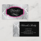 ダマスク織の不動産の名刺の銀のピンク 名刺 (正面/裏面)
