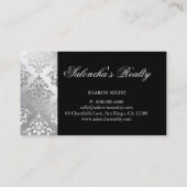 ダマスク織の不動産の名刺の銀のピンク 名刺 (裏面)