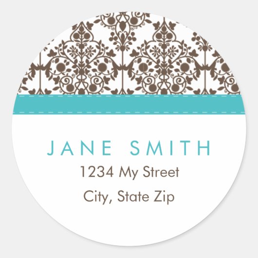 ダマスク織の住所シール ラウンドシール (正面)