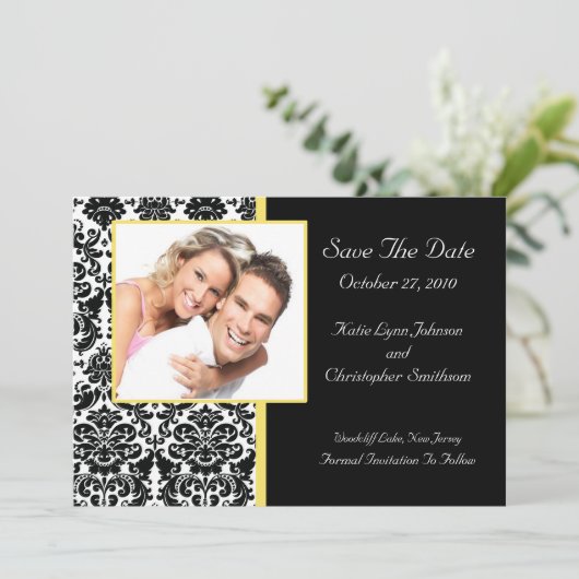 ダマスク織の写真のセーブ・ザ・デート案内 セーブザデート (スタンド正面)