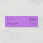 ダマスク織の切口のビロード、エンボスの葉 スキニー名刺 (裏面)