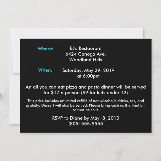 ダマスク織の卒業の招待状 招待状 (裏面)