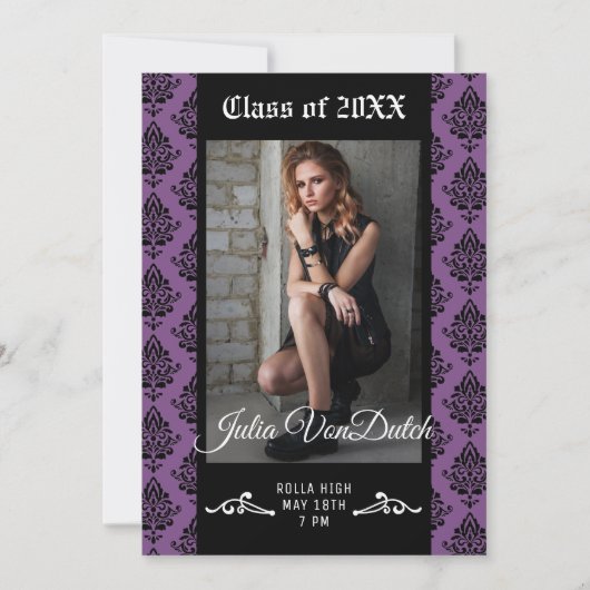 ダマスク織の卒業の発表かパーティの招待状 招待状 (正面)