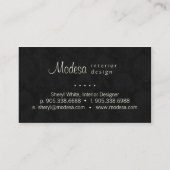 ダマスク織の名刺のインテリア・デザインのクリームの黒 名刺 (裏面)