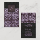 ダマスク織の名刺のインテリア・デザイン5の紫色 名刺 (正面/裏面)