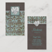 ダマスク織の名刺のジュエリーのハートのダイヤモンド 名刺 (正面/裏面)