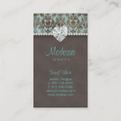 ダマスク織の名刺のジュエリーのハートのダイヤモンド 名刺 (裏面)