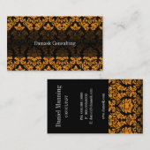 ダマスク織の名刺(オレンジ) 名刺 (正面/裏面)