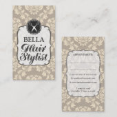 ダマスク織の壁紙の美容師のアポイントメントカード 予約カード (正面/裏面)