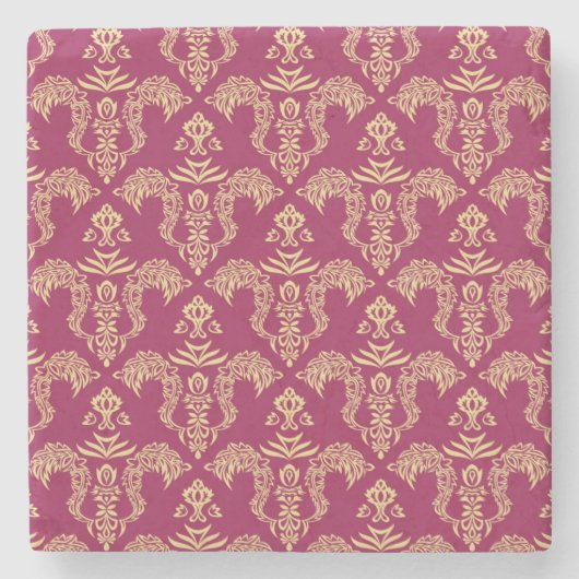 ダマスク織の壁紙4 ストーンコースター (正面)