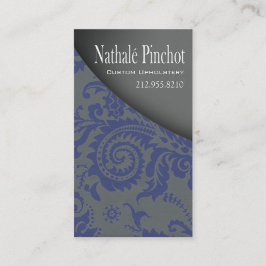 ダマスク織の急襲- Upholsterer、家具デザイナー 名刺 (正面)