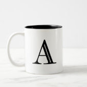 ダマスク織の手紙A -黒 ツートーンマグカップ (左)