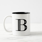 ダマスク織の手紙B -黒 ツートーンマグカップ (左)
