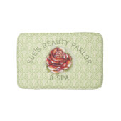 ダマスク織の春の緑パターンはとの上がりました バスマット (正面)