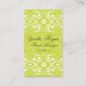 ダマスク織の渦巻のレースのライムのカスタムなプロフィールカード 名刺 (正面)