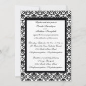 ダマスク織の白くおよび黒くフォーマルな結婚式招待状 招待状 (裏面)
